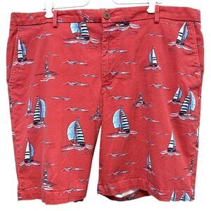 IZOD Saltwater Boat Shorts Size 40 Mens Nautical Preppy Coral Red Cotton